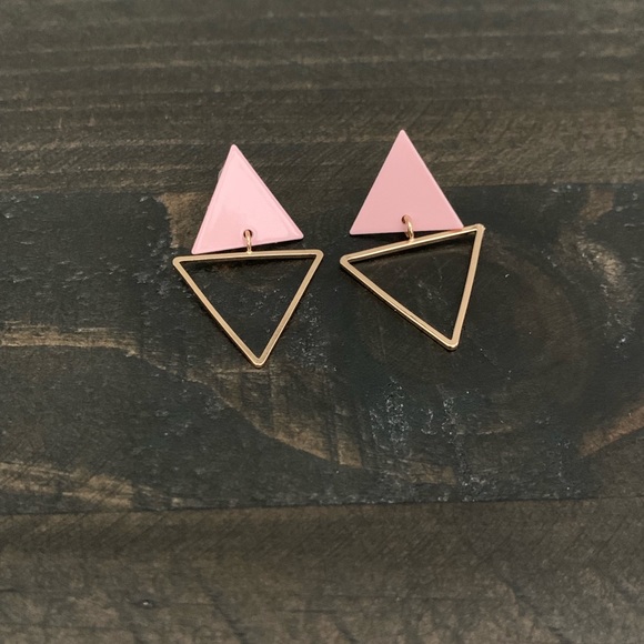 Jewelry - 3/$15 Gold & Pink Triangle Earrings